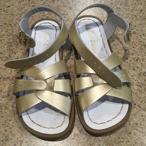 Gold saltwater sandals by hoy size 12
